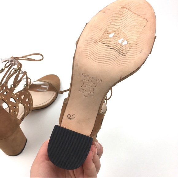 Anthro Klub Nico leather sandal block heel suede - Picture 6 of 8